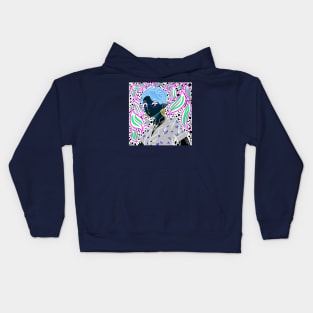 dark witch in blue glasses in boho style pattern ecopop Kids Hoodie